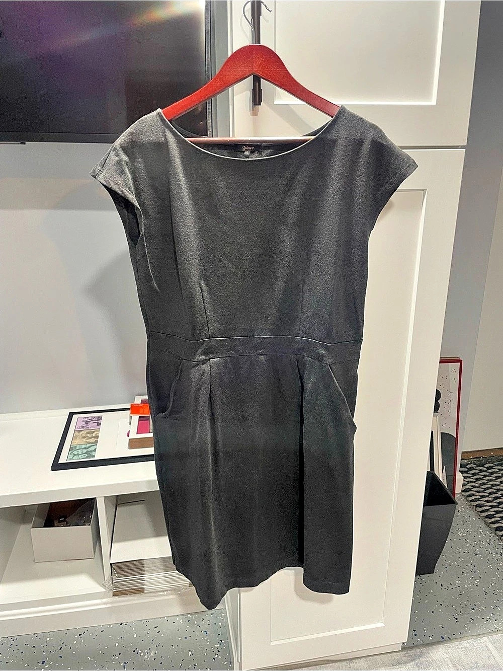 Quince Ultra-Stretch Ponte Cap Sleeve Dress Black size Large